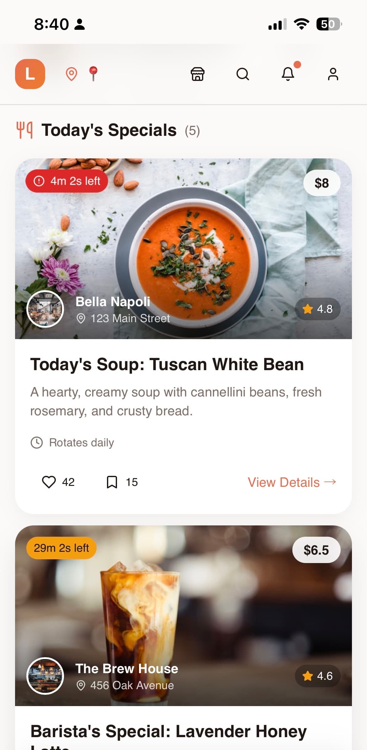 Mobile food specials application