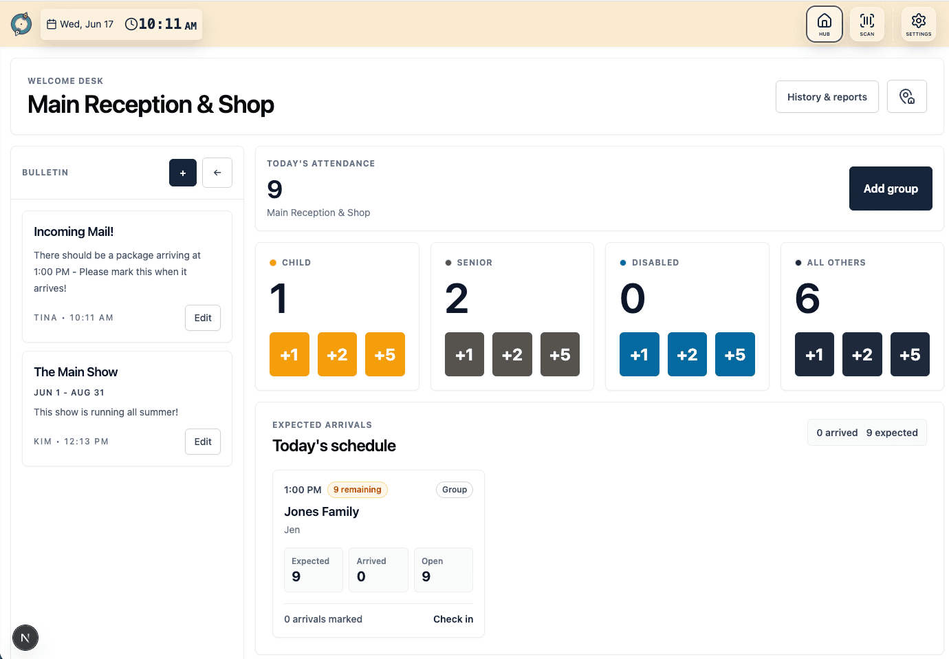 Mobile custom application interface for attendance tracking